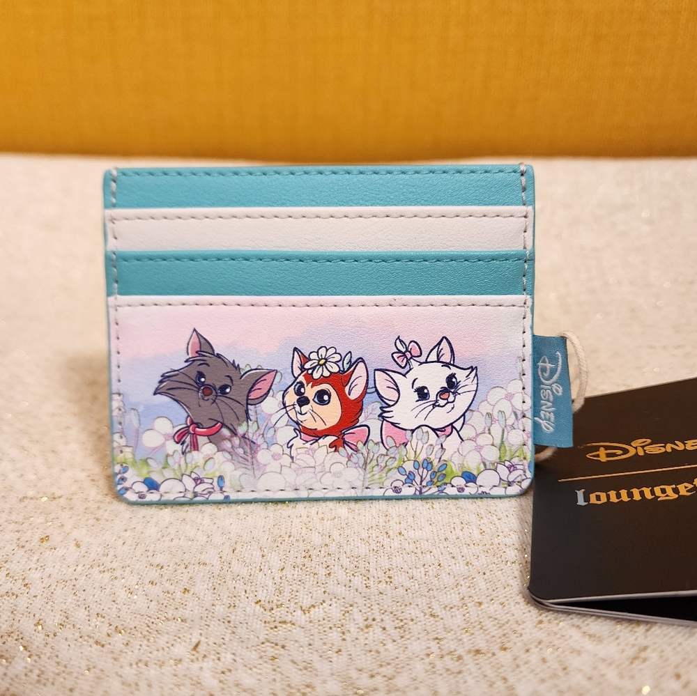 Loungefly Disney Cats Flower Field Cardholder Wallet Marie Dinah Figaro Oliver